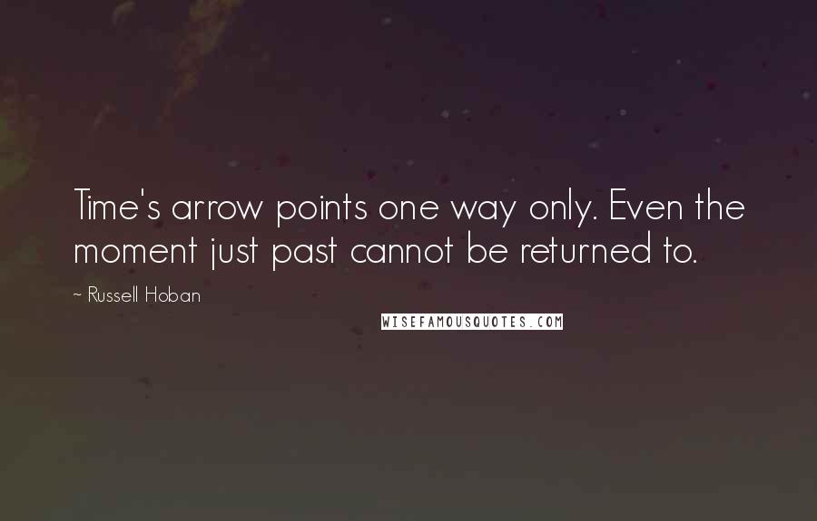 Russell Hoban Quotes: Time's arrow points one way only. Even the moment just past cannot be returned to.