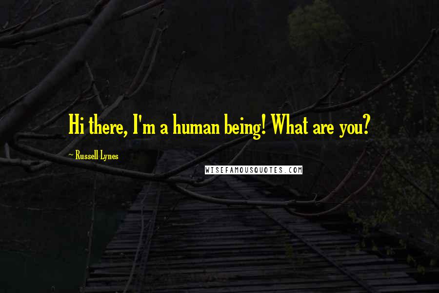 Russell Lynes Quotes: Hi there, I'm a human being! What are you?