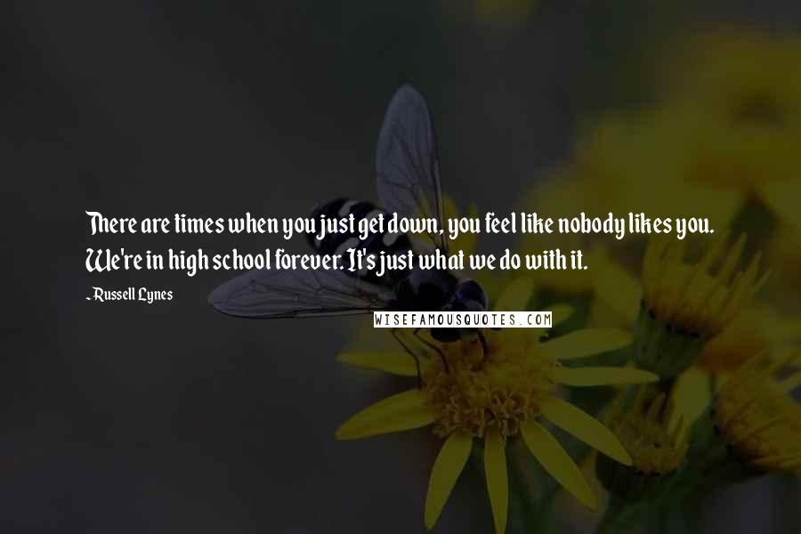 Russell Lynes Quotes: There are times when you just get down, you feel like nobody likes you. We're in high school forever. It's just what we do with it.