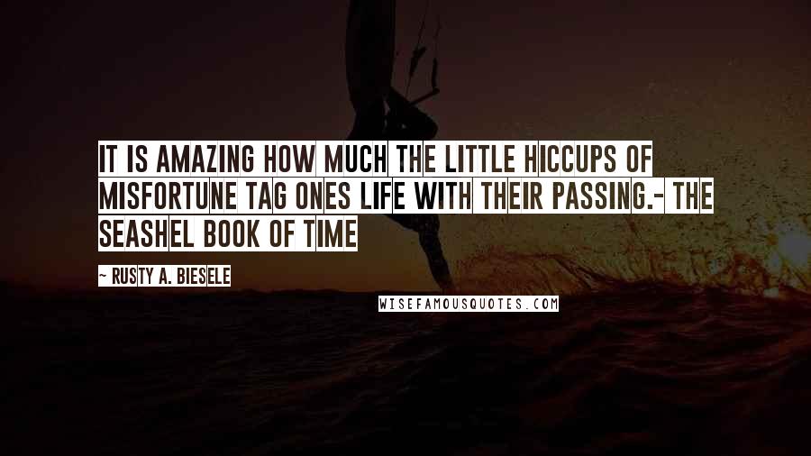 Rusty A. Biesele Quotes: It is amazing how much the little hiccups of misfortune tag ones life with their passing.- the seashel book of time