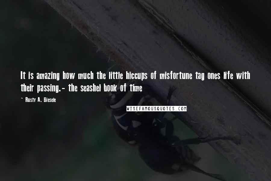 Rusty A. Biesele Quotes: It is amazing how much the little hiccups of misfortune tag ones life with their passing.- the seashel book of time