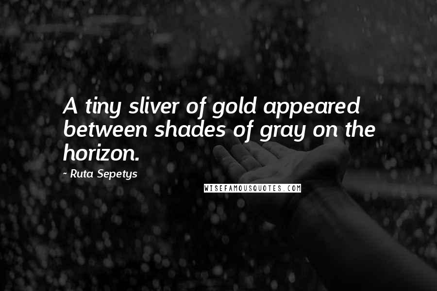 Ruta Sepetys Quotes: A tiny sliver of gold appeared between shades of gray on the horizon.