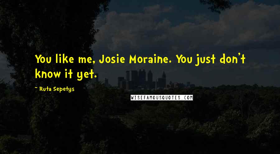 Ruta Sepetys Quotes: You like me, Josie Moraine. You just don't know it yet.