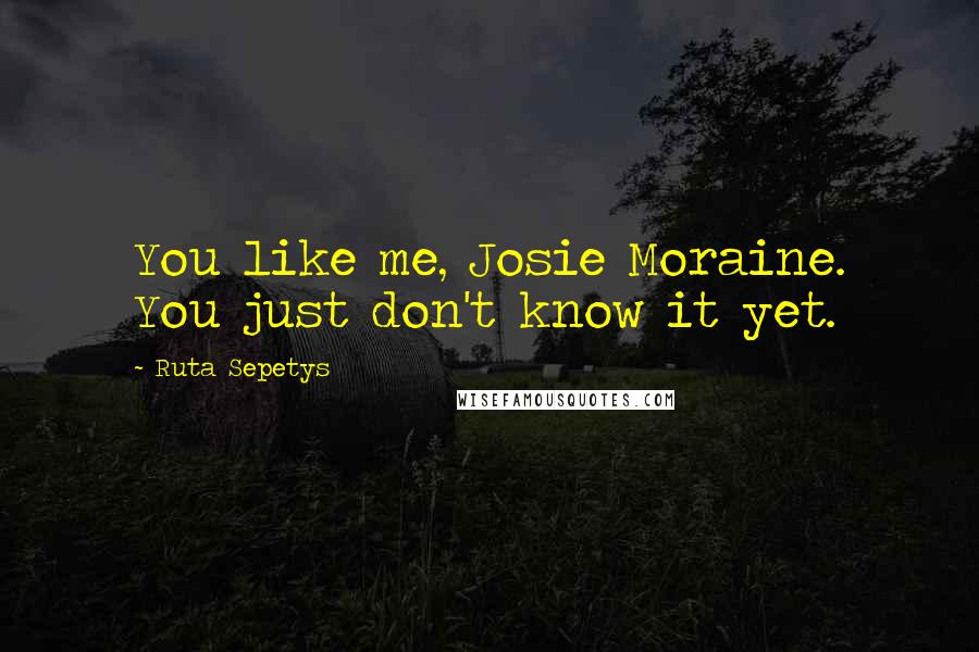 Ruta Sepetys Quotes: You like me, Josie Moraine. You just don't know it yet.