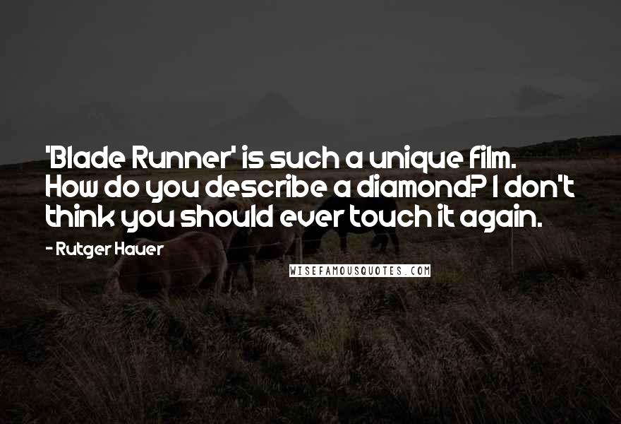 Rutger Hauer Quotes: 'Blade Runner' is such a unique film. How do you describe a diamond? I don't think you should ever touch it again.