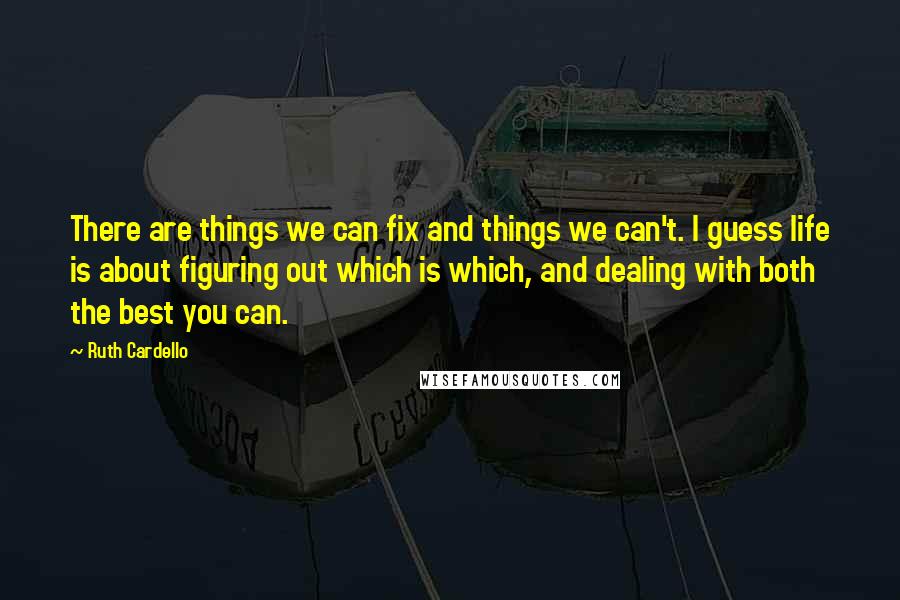 Ruth Cardello Quotes: There are things we can fix and things we can't. I guess life is about figuring out which is which, and dealing with both the best you can.