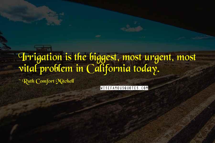 Ruth Comfort Mitchell Quotes: Irrigation is the biggest, most urgent, most vital problem in California today.