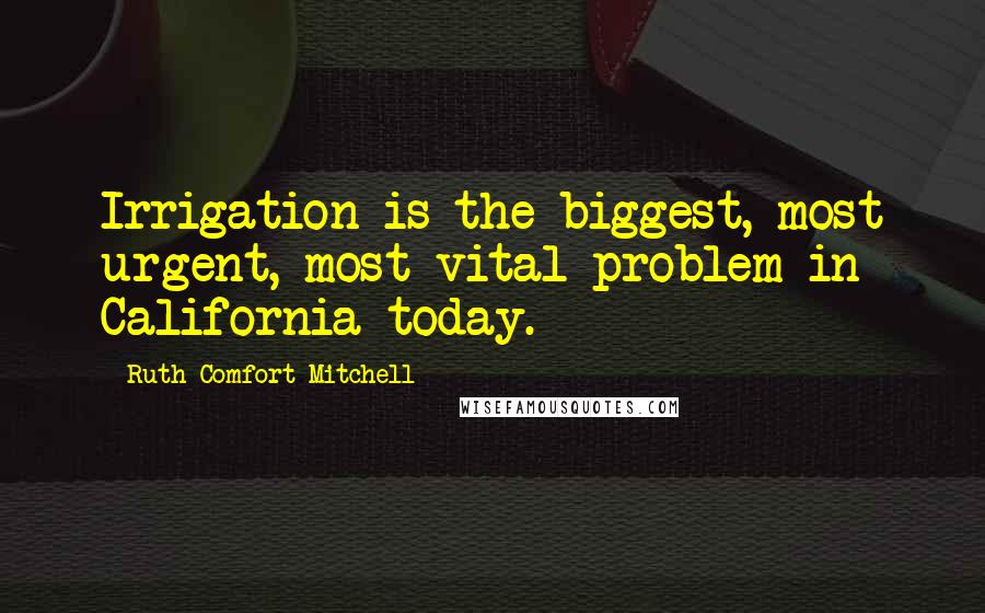 Ruth Comfort Mitchell Quotes: Irrigation is the biggest, most urgent, most vital problem in California today.