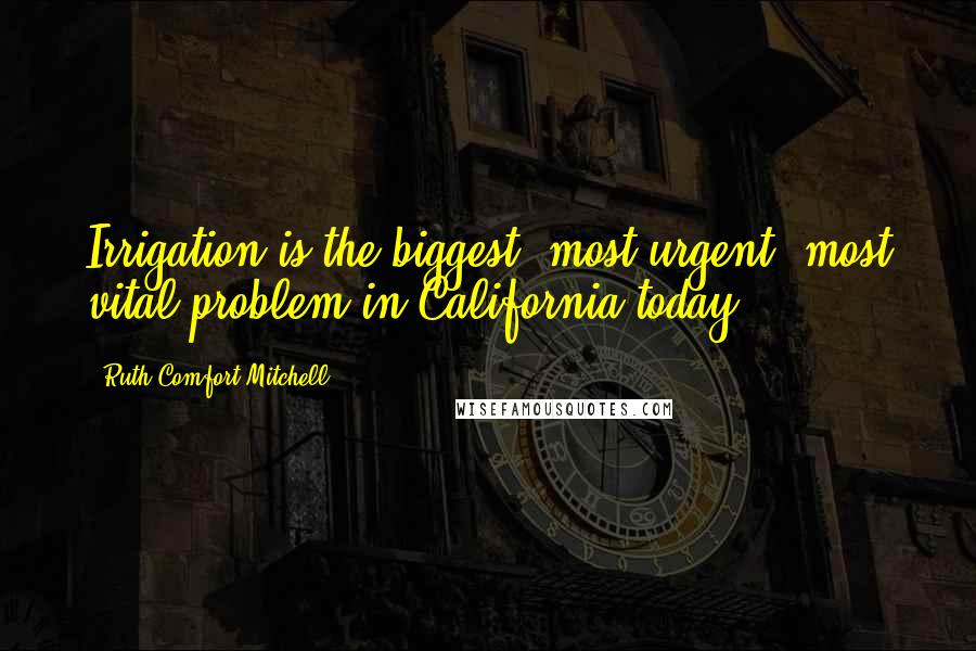 Ruth Comfort Mitchell Quotes: Irrigation is the biggest, most urgent, most vital problem in California today.