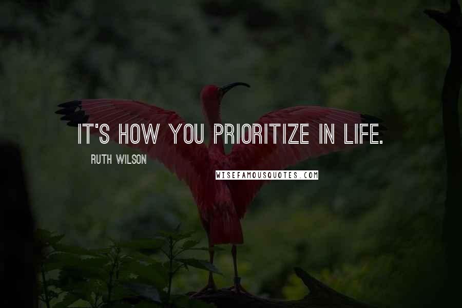 Ruth Wilson Quotes: It's how you prioritize in life.