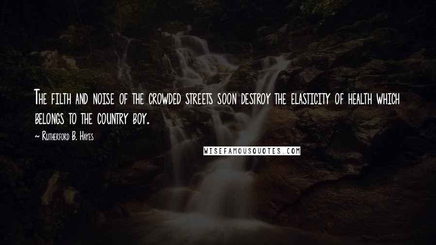 Rutherford B. Hayes Quotes: The filth and noise of the crowded streets soon destroy the elasticity of health which belongs to the country boy.