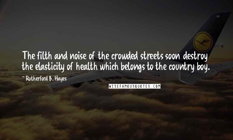 Rutherford B. Hayes Quotes: The filth and noise of the crowded streets soon destroy the elasticity of health which belongs to the country boy.