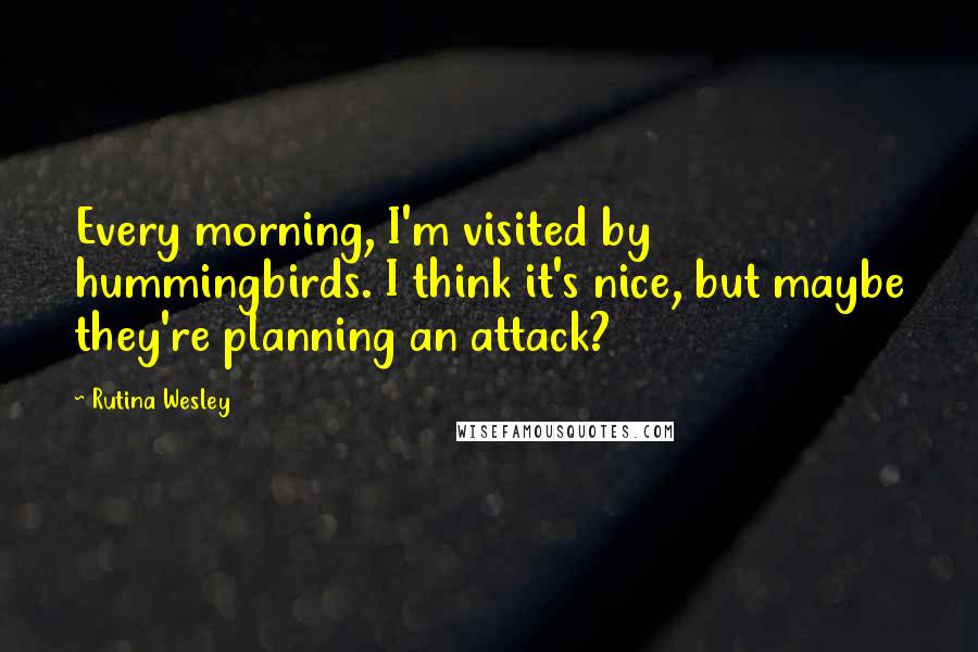 Rutina Wesley Quotes: Every morning, I'm visited by hummingbirds. I think it's nice, but maybe they're planning an attack?