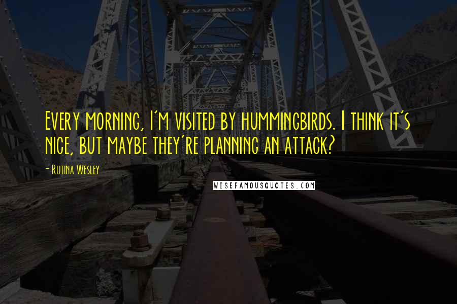 Rutina Wesley Quotes: Every morning, I'm visited by hummingbirds. I think it's nice, but maybe they're planning an attack?