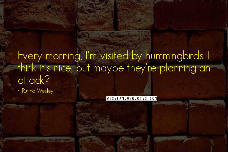 Rutina Wesley Quotes: Every morning, I'm visited by hummingbirds. I think it's nice, but maybe they're planning an attack?