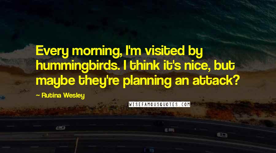 Rutina Wesley Quotes: Every morning, I'm visited by hummingbirds. I think it's nice, but maybe they're planning an attack?