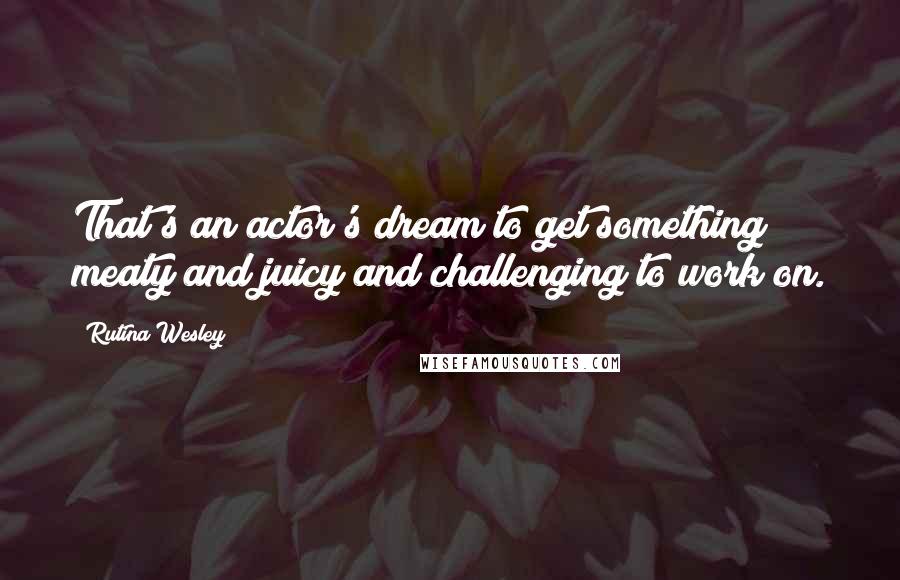 Rutina Wesley Quotes: That's an actor's dream to get something meaty and juicy and challenging to work on.