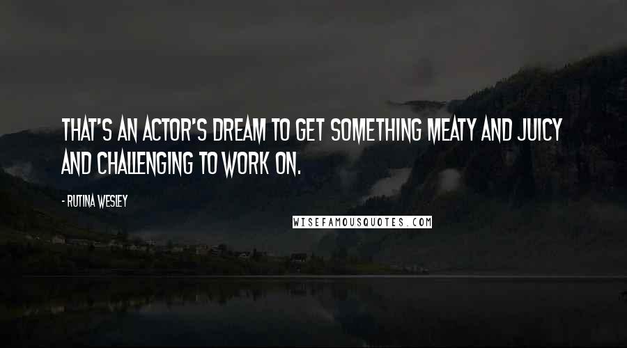 Rutina Wesley Quotes: That's an actor's dream to get something meaty and juicy and challenging to work on.