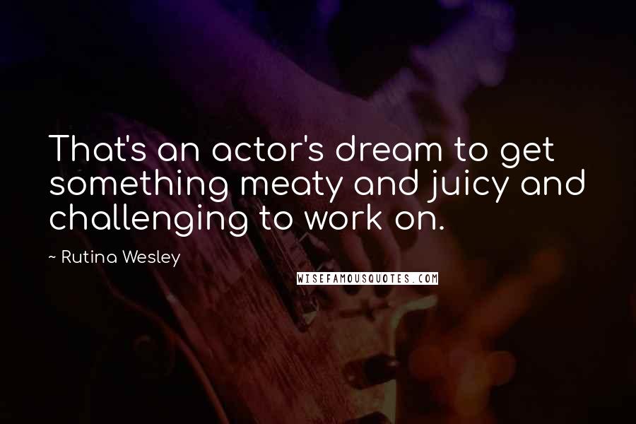 Rutina Wesley Quotes: That's an actor's dream to get something meaty and juicy and challenging to work on.