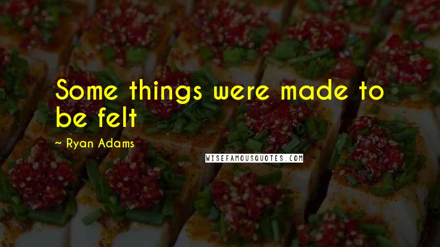 Ryan Adams Quotes: Some things were made to be felt