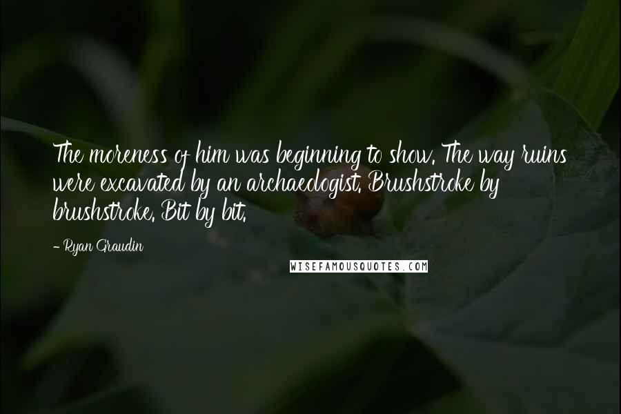 Ryan Graudin Quotes: The moreness of him was beginning to show. The way ruins were excavated by an archaeologist. Brushstroke by brushstroke. Bit by bit.