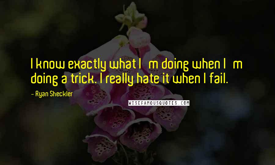 Ryan Sheckler Quotes: I know exactly what I'm doing when I'm doing a trick. I really hate it when I fail.