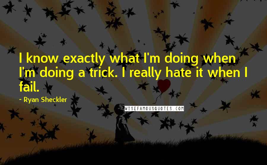 Ryan Sheckler Quotes: I know exactly what I'm doing when I'm doing a trick. I really hate it when I fail.