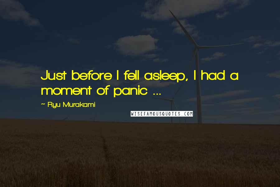 Ryu Murakami Quotes: Just before I fell asleep, I had a moment of panic ...