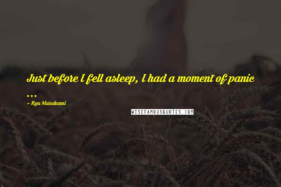 Ryu Murakami Quotes: Just before I fell asleep, I had a moment of panic ...