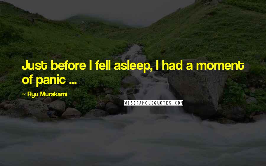 Ryu Murakami Quotes: Just before I fell asleep, I had a moment of panic ...