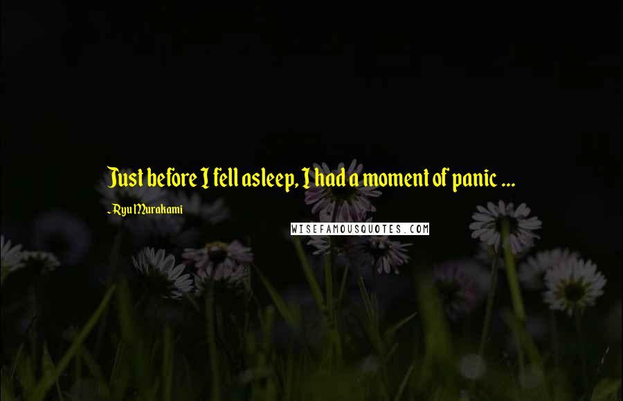 Ryu Murakami Quotes: Just before I fell asleep, I had a moment of panic ...
