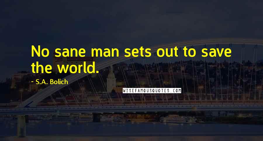 S.A. Bolich Quotes: No sane man sets out to save the world.