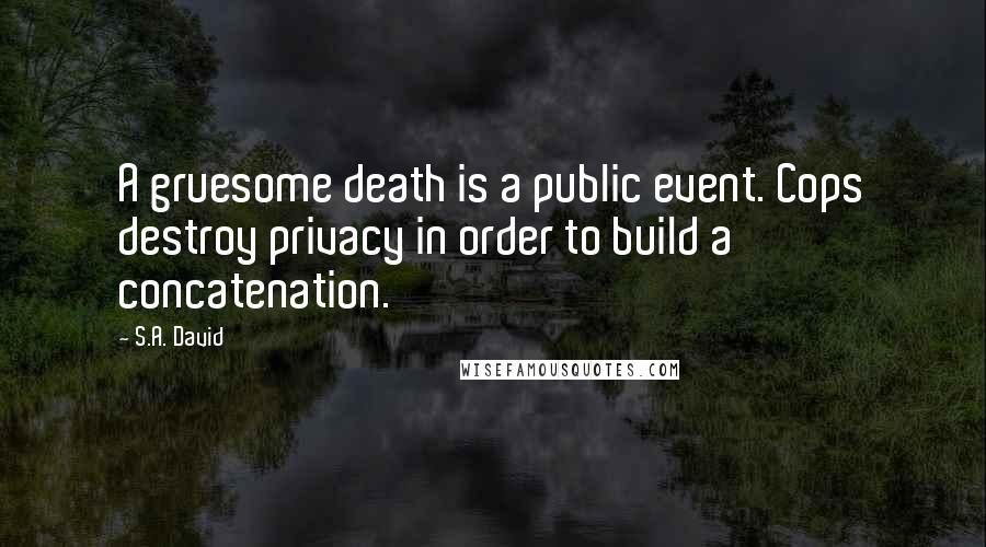 S.A. David Quotes: A gruesome death is a public event. Cops destroy privacy in order to build a concatenation.