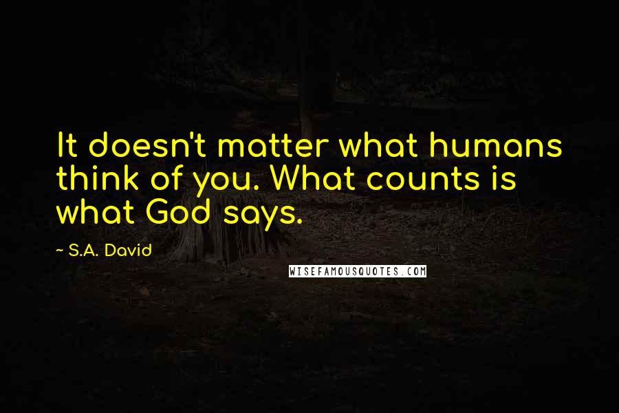 S.A. David Quotes: It doesn't matter what humans think of you. What counts is what God says.