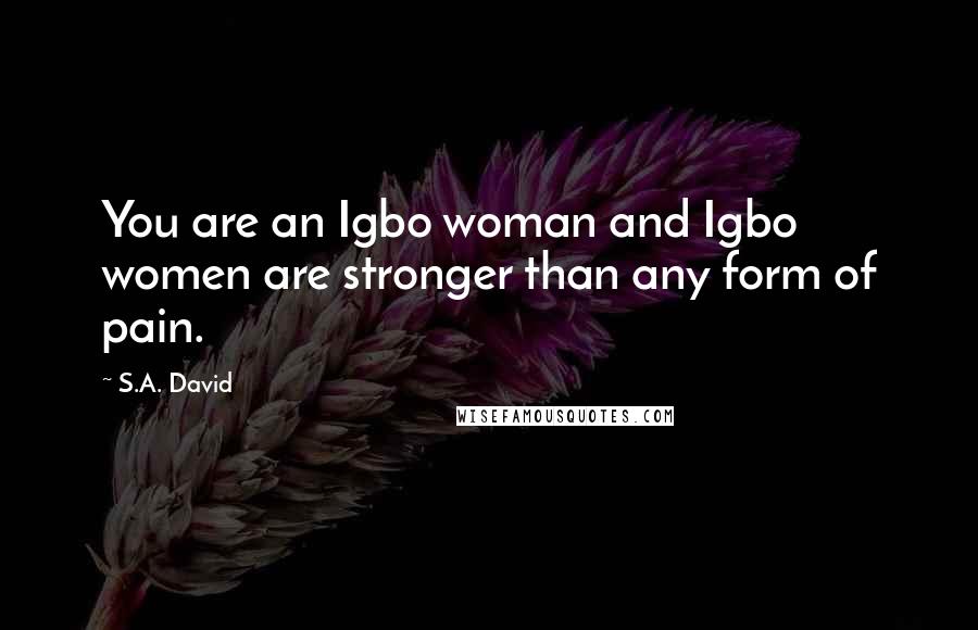 S.A. David Quotes: You are an Igbo woman and Igbo women are stronger than any form of pain.