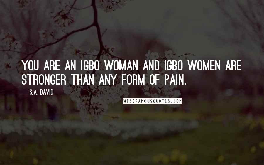 S.A. David Quotes: You are an Igbo woman and Igbo women are stronger than any form of pain.