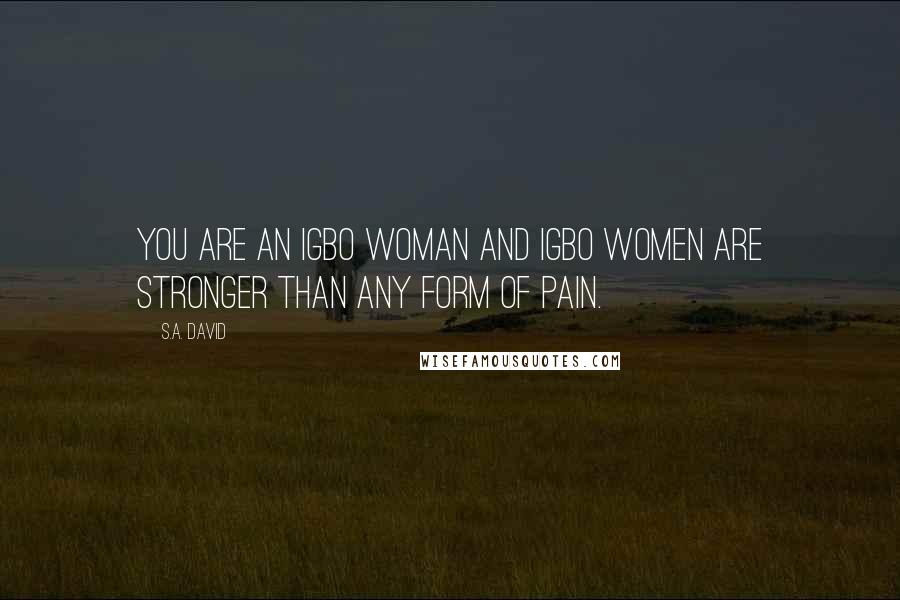 S.A. David Quotes: You are an Igbo woman and Igbo women are stronger than any form of pain.