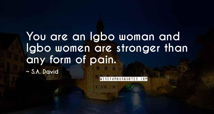 S.A. David Quotes: You are an Igbo woman and Igbo women are stronger than any form of pain.