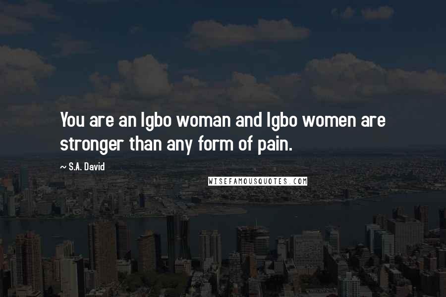 S.A. David Quotes: You are an Igbo woman and Igbo women are stronger than any form of pain.