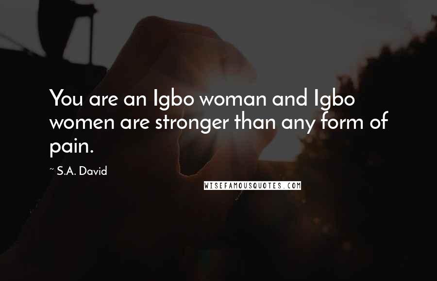 S.A. David Quotes: You are an Igbo woman and Igbo women are stronger than any form of pain.