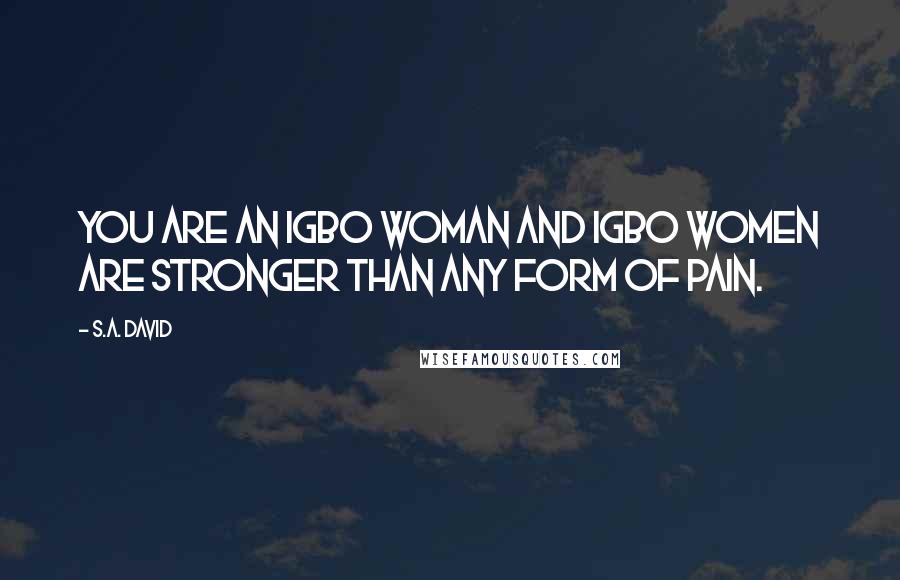 S.A. David Quotes: You are an Igbo woman and Igbo women are stronger than any form of pain.