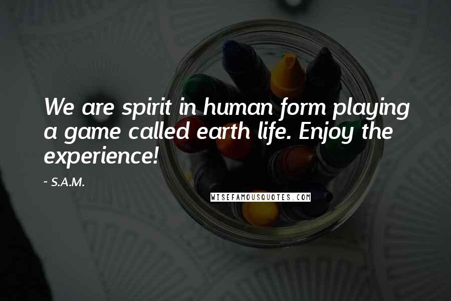 S.A.M. Quotes: We are spirit in human form playing a game called earth life. Enjoy the experience!