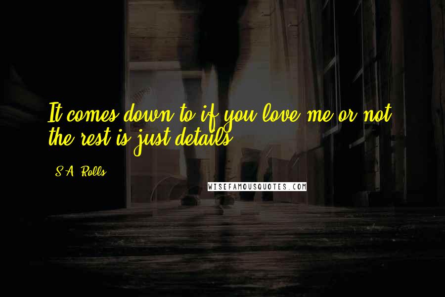S.A. Rolls Quotes: It comes down to if you love me or not, the rest is just details.