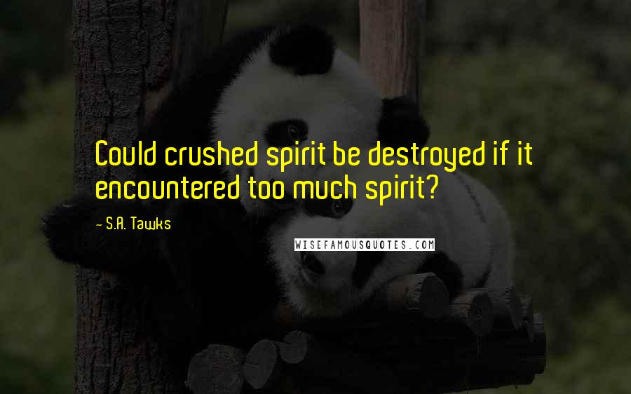 S.A. Tawks Quotes: Could crushed spirit be destroyed if it encountered too much spirit?