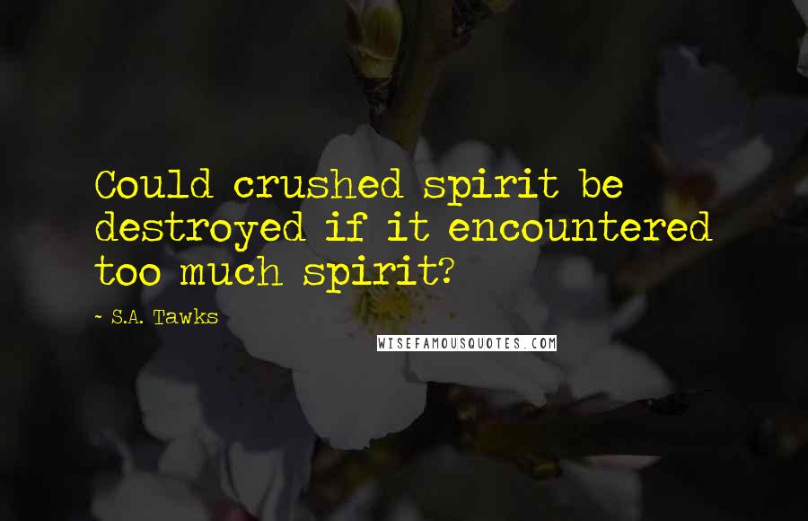 S.A. Tawks Quotes: Could crushed spirit be destroyed if it encountered too much spirit?