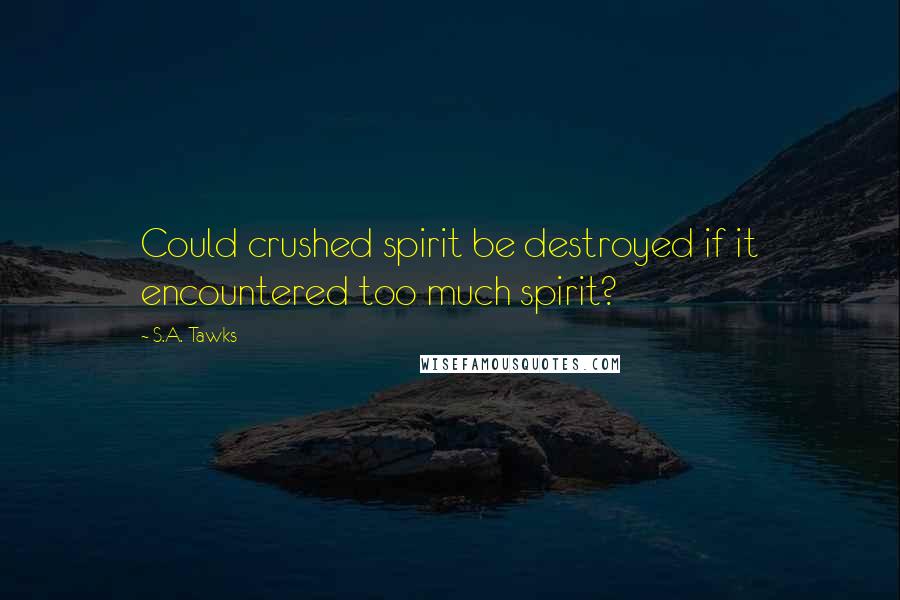 S.A. Tawks Quotes: Could crushed spirit be destroyed if it encountered too much spirit?