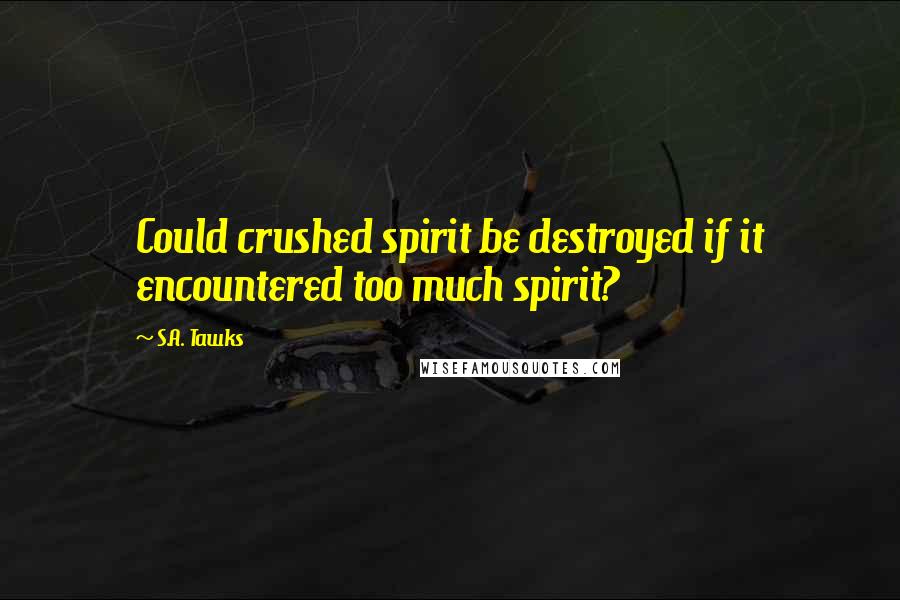 S.A. Tawks Quotes: Could crushed spirit be destroyed if it encountered too much spirit?