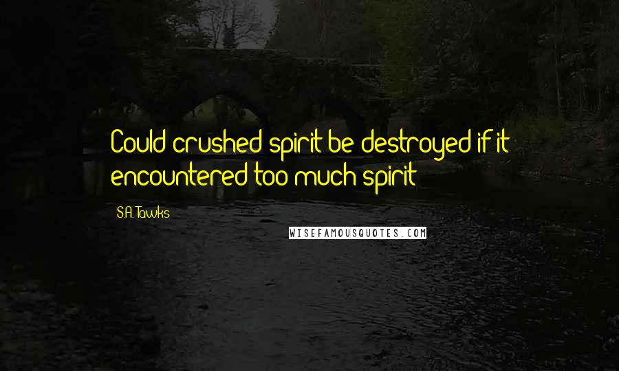 S.A. Tawks Quotes: Could crushed spirit be destroyed if it encountered too much spirit?