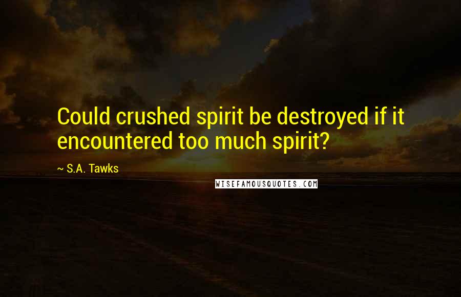 S.A. Tawks Quotes: Could crushed spirit be destroyed if it encountered too much spirit?