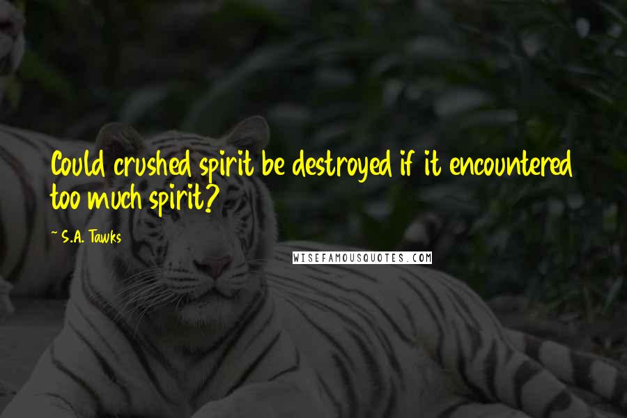 S.A. Tawks Quotes: Could crushed spirit be destroyed if it encountered too much spirit?